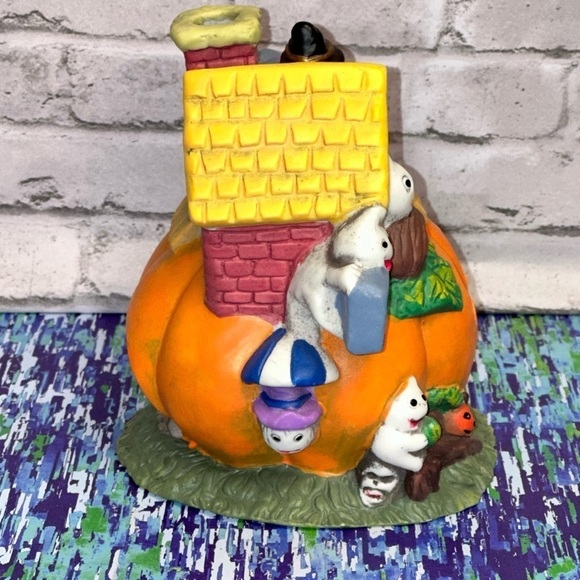 Halloween Pumpkin JOL House Ceramic Holiday Tea Light Holder Ghosts Witch Decor - Picture 5 of 8